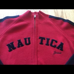 Nautica red zip up sweater